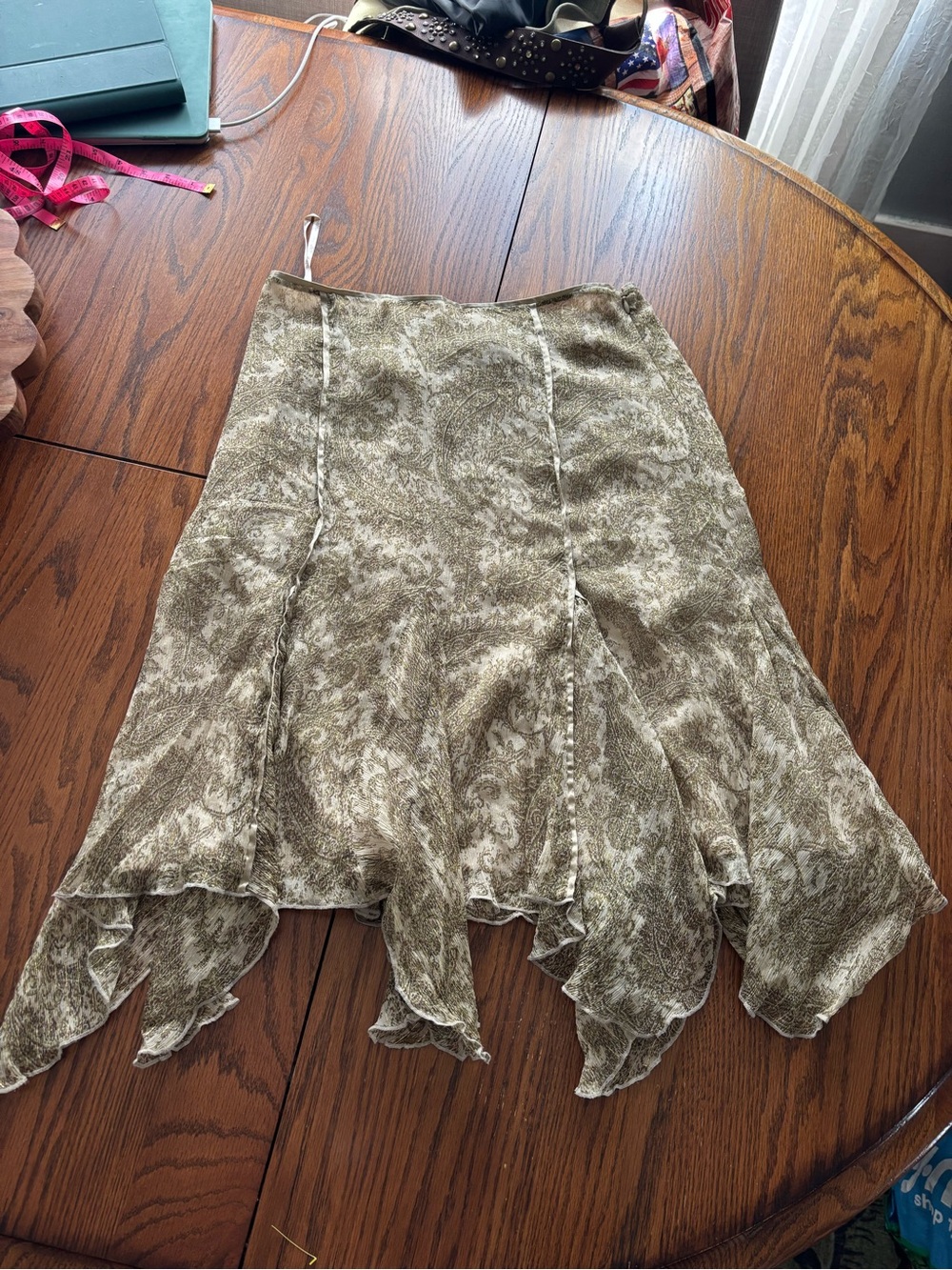 VTG Y2K Context silk midi skirt paisley fairycore whimsigoth size 8